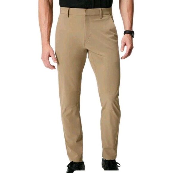 Fabletics The Only Pants Mens 32x32 Beige Slim Fit Straight Stretch Meas. 31X29 - Picture 1 of 11